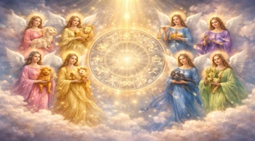 Ángel protector con luz dorada y alas abiertas transmitiendo calma y guía espiritual