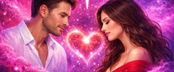 Pareja enamorada con un corazón